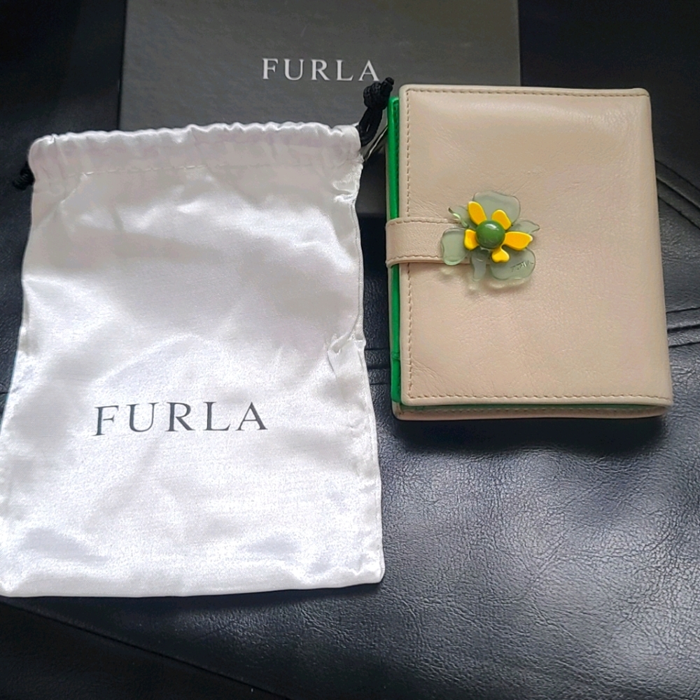 Furla cream and green wallet